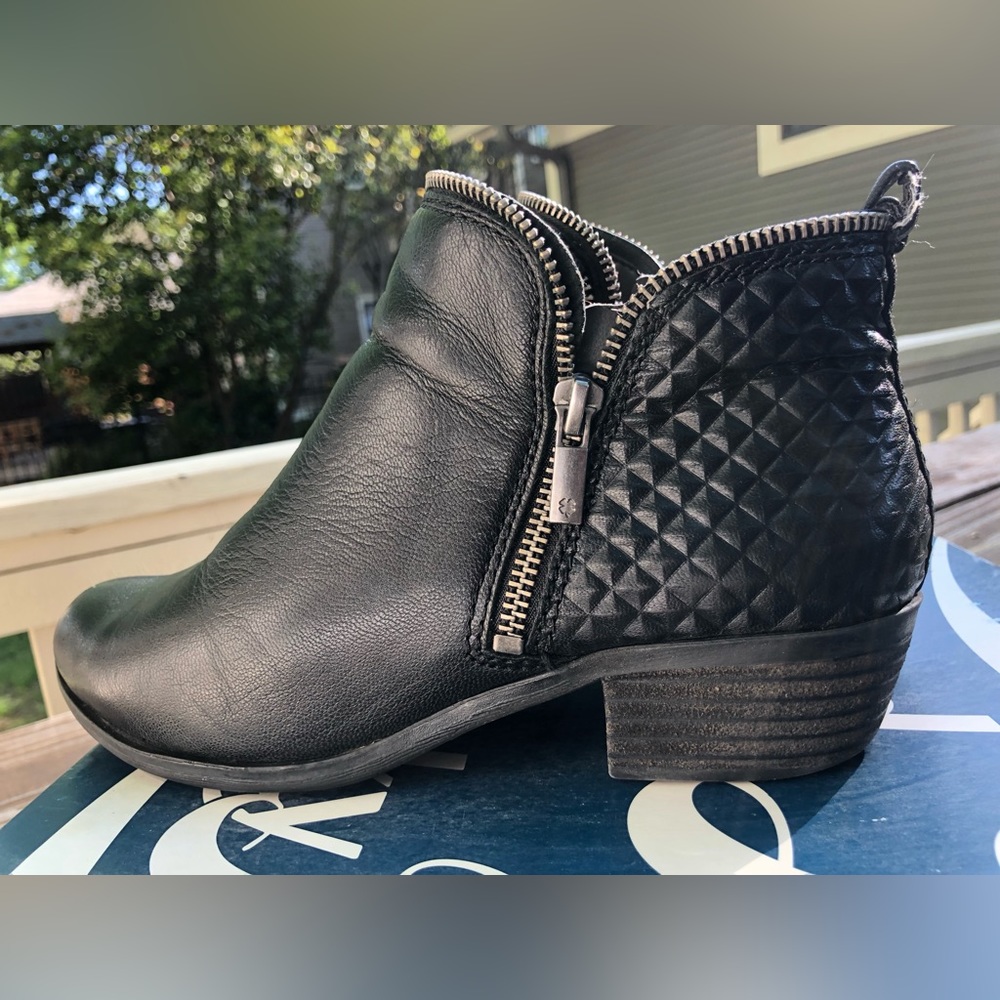 Lucky Brand Size 7.5 Black Nappa Leather Bootie